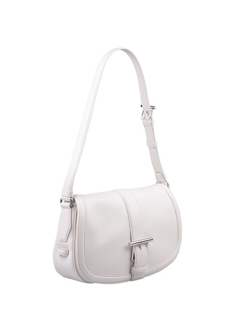 Borsa Grande Satchel Con Fibbia A T in Bianco/Argento ALEXANDER MCQUEEN | 825140-1MAAD9002